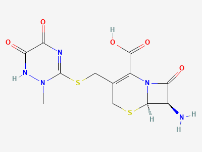 (6R,7R)-7-amino-3-[[(2-methyl-5,6-dioxo-1,2,5,6-tetrahydro-1,2,4-triazin-3-yl)sulfanyl]methyl]-8-oxo-5-thia-1-azabicyclo[4.2.0]oct-2-ene-2-carboxylic acid Structure
