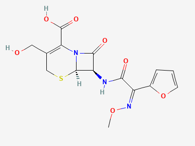 (6R,7R)-7-[[(Z)-(furan-2-yl)(methoxyimino)acetyl]-amino]-3-(hydroxymethyl)-8-oxo-5-thia-1-azabicyclo-[4.2.0]oct-2-ene-2-carboxylic acid (descarbamoylcefuroxime) Structure