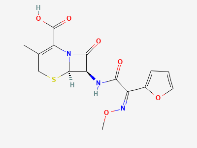 (6R,7R)-7-[[(Z)-(furan-2-yl)(methoxyimino)acetyl]-amino]-3-methyl-8-oxo-5-thia-1-azabicyclo[4.2.0]-oct-2-ene-2-carboxylic acid Structure