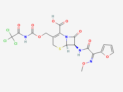 (6R,7R)-7-[[(Z)-(furan-2-yl)(methoxyimino)acetyl]-amino]-8-oxo-3-[[[(trichloroacetyl)carbamoyl]oxy]-methyl]-5-thia-1-azabicyclo[4.2.0]oct-2-ene-2-carboxylic acid Structure