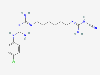 N1-(4-chlorophenyl)-N3-[6-[(N-cyanocarbamimidoyl)amino]hexyl]imidodicarbonimidic diamide Structure