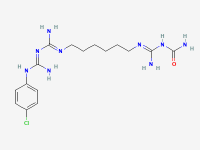 N-[N-[6-[[N-[N-(4-chlorophenyl)carbamimidoyl]carbamimidoyl]amino]hexyl]carbamimidoyl]urea Structure