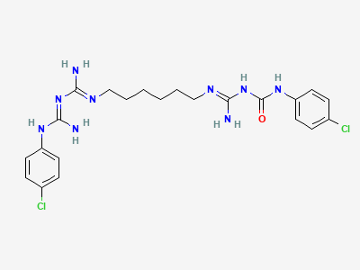 N-(4-chlorophenyl)-N'-[N-[6-[[N-[N-(4-chlorophenyl)-carbamimidoyl]carbamimidoyl]amino]hexyl]-carbamimidoyl]urea Structure