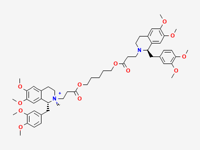(1R,2S)-1-[(3,4-dimethoxyphenyl)methyl]-2-[3-[[5-[[3-[(1R)-1-[(3,4-dimethoxyphenyl)methyl]-6,7-dimethoxy-3,4-dihydroisoquinolin-2(1H)-yl]propanoyl]oxy]pentyl]oxy]-3-oxopropyl]-6,7-dimethoxy-2-methyl-1,2,3,4-tetrahydroisoquinolinium Structure