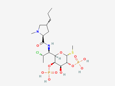 Methyl 7-chloro-6,7,8-trideoxy-6-[[[(2S,4R)-1-methyl-4-propylpyrrolidin-2-yl]carbonyl]amino]-2,4-di-O-phosphono-1-thio-L-threo-α-D-galacto-octopyranoside (clindamycin 2,4-bisphosphate) Structure