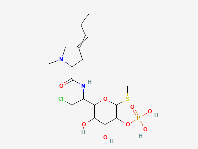 Methyl 7-chloro-6,7,8-trideoxy-6-[[[(2S)-1-methyl-4-propylidenepyrrolidin-2-yl]carbonyl]amino]-2-O-phosphono-1-thio-L-threo-α-D-galacto-octopyranoside (propylidene analog of clindamycin 2-phosphate) Structure
