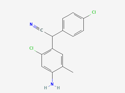 (2RS)-(4-amino-2-chloro-5-methylphenyl)(4-chlorophenyl)ethanenitrile Structure