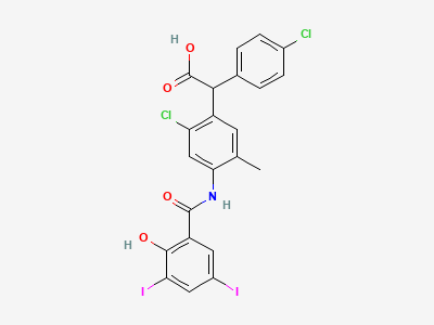 (2RS)-[2-chloro-4-[(2-hydroxy-3,5-diiodobenzoyl)amino]-5-methylphenyl](4-chlorophenyl)acetic acid Structure