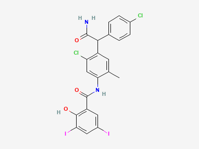 N-[4-[(1RS)-2-amino-1-(4-chlorophenyl)-2-oxoethyl]-5-chloro-2-methylphenyl]-2-hydroxy-3,5-diiodobenzamide Structure