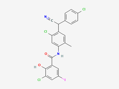3-chloro-N-[5-chloro-4-[(RS)-(4-chlorophenyl)cyanomethyl]-2-methylphenyl]-2-hydroxy-5-iodobenzamide Structure