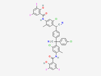 N-[5-chloro-4-[[4-[[2-chloro-4-[(2-hydroxy-3,5-diiodobenzoyl)amino]-5-methylphenyl]cyanomethyl]phenyl]-(4-chlorophenyl)cyanomethyl]-2-methylphenyl]-2-hydroxy-3,5-diiodobenzamide Structure