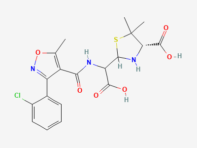 (4S)-2-[carboxy[[[3-(2-chlorophenyl)-5-methyl-1,2-oxazol-4-yl]carbonyl]amino]methyl]-5,5-dimethyl-1,3-thiazolidine-4-carboxylic acid (penicilloic acid of cloxacillin) Structure