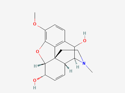 4,5α-epoxy-3-methoxy-17-methyl-7,8-didehydromorphinan-6α,10ξ-diol Structure