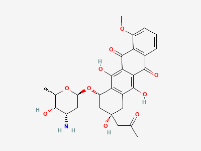 (8S,10S)-10-[(3-amino-2,3,6-trideoxy-α-L-lyxohexopyranosyl)oxy]-6,8,11-trihydroxy-1-methoxy-8-(2-oxopropyl)-7,8,9,10-tetrahydrotetracene-5,12-dione (feudomycin B) Structure