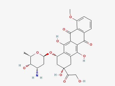 (8S,10S)-10-[(3-amino-2,3,6-trideoxy-α-L-lyxohexopyranosyl)oxy]-6,8,11-trihydroxy-8-(hydroxyacetyl)-1-methoxy-7,8,9,10-tetrahydrotetracene-5,12-dione (doxorubicin) Structure