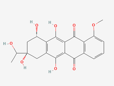 (8S,10S)-6,8,10,11-tetrahydroxy-8-[(1RS)-1-hydroxyethyl]-1-methoxy-7,8,9,10-tetrahydrotetracene-5,12-dione (daunorubicinol aglycone) Structure
