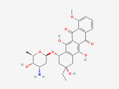 (8S,10S)-10-[(3-amino-2,3,6-trideoxy-α-L-lyxohexopyranosyl)oxy]-8-ethyl-6,8,11-trihydroxy-1-methoxy-7,8,9,10-tetrahydrotetracene-5,12-dione (feudomycin A) Structure