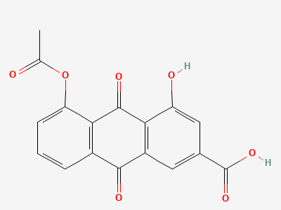 5-(acetyloxy)-4-hydroxy-9,10-dioxo-9,10-dihydroanthracene-2-carboxylic acid (monoacetyl rhein isomer A) Structure