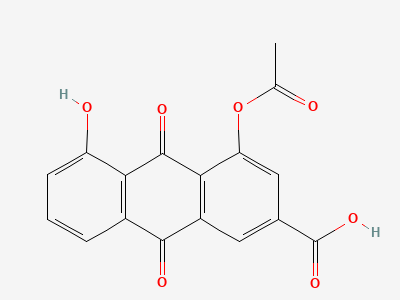 4-(acetyloxy)-5-hydroxy-9,10-dioxo-9,10-dihydroanthracene-2-carboxylic acid (monoacetyl rhein isomer B) Structure