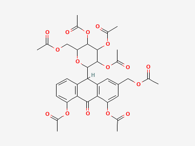 (10S)-3-[(acetyloxy)methyl]-10-(2,3,4,6-tetra-O-acetyl-β-D-glucopyranosyl)-9-oxo-9,10-dihydroanthracene-1,8-diyl diacetate (heptaacetyl aloin, heptaacetyl barbaloin) Structure