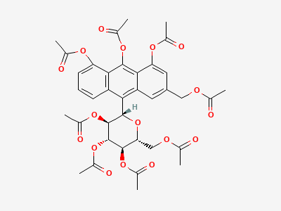 3-[(acetyloxy)methyl]-10-(2,3,4,6-tetra-O-acetyl-β-D-glucopyranosyl)anthracene-1,8,9-triyl triacetate Structure