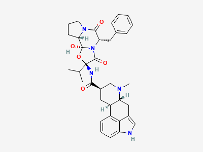 (6aR,9R,10aR)-N-[(2S,5S,10aS,10bS)-5-benzyl-10bhydroxy-2-(1-methylethyl)-3,6-dioxooctahydro-8H-oxazolo[3,2-a]pyrrolo[2,1-c]pyrazin-2-yl]-7-methyl-4,6,6a,7,8,9,10,10a-octahydroindolo[4,3-fg]quinoline-9-carboxamide (2'-epidihydroergocristine) Structure