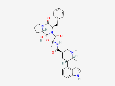 (6aR,9R,10aR)-N-[(2R,5S,10aS,10bS)-5-benzyl-10bhydroxy-2-methyl-3,6-dioxooctahydro-8H-oxazolo[3,2-a]pyrrolo[2,1-c]pyrazin-2-yl]-7-methyl-4,6,6a,7,8,9,10,10aoctahydroindolo[4,3-fg]quinoline- 9-carboxamide (dihydroergotamine) Structure