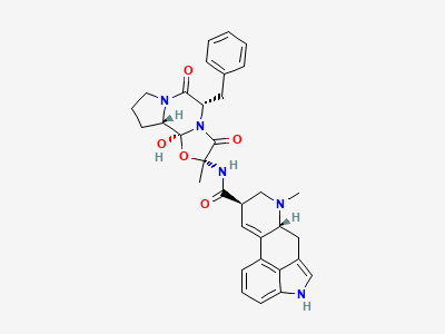 (6aR,9R)-N-[(2R,5S,10aS,10bS)-5-benzyl-10b-hydroxy-2-methyl-3,6-dioxooctahydro-8H-oxazolo[3,2-a]pyrrolo[2,1-c]pyrazin-2-yl]-7-methyl-4,6,6a,7,8,9-hexahydroindolo[4,3-fg]quinoline-9-carboxamide (ergotamine) Structure