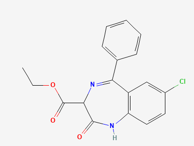 Ethyl (3RS)-7-chloro-2-oxo-5-phenyl-2,3-dihydro-1H-1,4-benzodiazepine-3-carboxylate (ethyl clorazepate) Structure