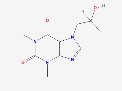 7-[(2RS)-2-hydroxypropyl]-1,3-dimethyl-3,7-dihydro-1H-purine-2,6-dione (proxyphylline) Structure