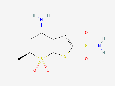 (4S,6S)-4-amino-6-methyl-5,6-dihydro-4H-thieno-[2,3-b]thiopyran-2-sulfonamide 7,7-dioxide Structure