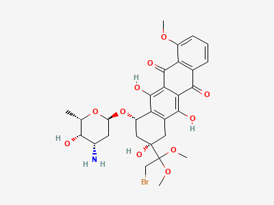 (8S,10S)-10[(3-amino-2,3,6-trideoxy-α-L-lyxohexopyranosyl)oxy]-8-(2-bromo-1,1-dimethoxyethyl)-6,8,11-trihydroxy-1-methoxy-7,8,9,10-tetrahydrotetracene-5,12-dione Structure