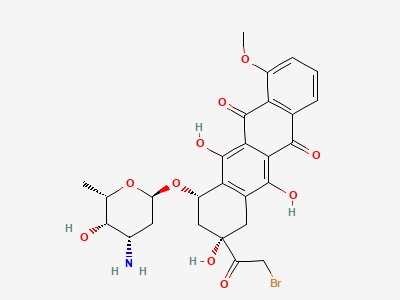 (8S,10S)-10[(3-amino-2,3,6-trideoxy-α-L-lyxohexopyranosyl)oxy]-8-(bromoacetyl)-6,8,11-trihydroxy-1-methoxy-7,8,9,10-tetrahydrotetracene-5,12-dione Structure
