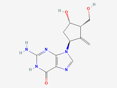 2-amino-9-[(1S,3S,4S)-4-hydroxy-3-(hydroxymethyl)-2-methylidenecyclopentyl]-1,9-dihydro-6H-purin-6-one Structure