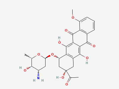(8S,10S)-8-acetyl-10-[(3-amino-2,3,6-trideoxy-α-L-lyxohexopyranosyl)oxy]-6,8,11-trihydroxy-1-methoxy-7,8,9,10-tetrahydrotetracene-5,12-dione (daunorubicin) Structure