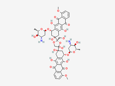 8,8'-[(2R,4R)-4-hydroxy-2-(hydroxymethyl)-1,3-dioxolane-2,4-diyl]bis[(8S,10S)-10-[(3-amino-2,3,6-trideoxy-α-L-arabino-hexopyranosyl)oxy]-6,8,11-trihydroxy-1-methoxy-7,8,9,10-tetrahydrotetracene-5,12-dione] (epirubicin dimer) Structure