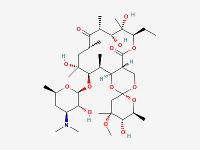 (2S,4aR,4'R,5'S,6'S,7R,8S,9R,10R,12R,14R,15R,16S,16aS)-7-ethyl-5',8,9,14-tetrahydroxy-4'-methoxy-4',6',8,10,12,14,16-heptamethyl-15-[[3,4,6-trideoxy-3-(dimethylamino)-β-D-xylo-hexopyranosyl]oxy]-hexadecahydrospiro[5H,11H-1,3-dioxino[5,4-c]oxacyclotetradecin-2,2'-pyrane]-5,11-dione (erythromycin E) Structure