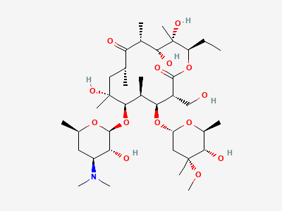 (3R,4S,5S,6R,7R,9R,11R,12R,13S,14R)-4-[(2,6-dideoxy-3-C-methyl-3-O-methyl-α-L-ribo-hexopyranosyl)oxy]-14-ethyl-7,12,13-trihydroxy-3-(hydroxymethyl)-5,7,9,11,13-pentamethyl-6-[[3,4,6-trideoxy-3-(dimethylamino)-β-D-xylo-hexopyranosyl]oxy]-1-oxacyclotetradecane-2,10-dione (erythromycin F) Structure