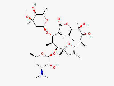 (2R,3R,4S,5R,8R,9S,10S,11R,12R)-9-[(2,6-dideoxy-3-C-methyl-3-O-methyl-α-L-ribo-hexopyranosyl)oxy]-5-ethyl-3,4-dihydroxy-2,4,8,10,12,14-hexamethyl-11-[[3,4,6-trideoxy-3-(dimethylamino)-β-D-xylohexopyranosyl]oxy]-6,15-dioxabicyclo[10.2.1]pentadec-1(14)-en-7-one (erythromycin A enol ether) Structure