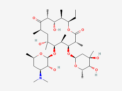 (3R,4S,5S,6R,7R,9R,11R,12S,13R,14R)-4-[(2,6-dideoxy-3-C-methyl-α-L-ribo-hexopyranosyl)oxy]-14-ethyl-7,12-dihydroxy-3,5,7,9,11,13-hexamethyl-6-[[3,4,6-trideoxy-3-(dimethylamino)-β-D-xylohexopyranosyl]oxy]oxacyclotetradecane-2,10-dione (erythromycin D) Structure