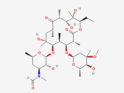 (3R,4S,5S,6R,7R,9R,11R,12R,13S,14R)-4-[(2,6-dideoxy-3-C-methyl-3-O-methyl-α-L-ribo-hexopyranosyl)oxy]-14-ethyl-7,12,13-trihydroxy-3,5,7,9,11,13-hexamethyl-6-[[3,4,6-trideoxy-3-(formylmethylamino)-β-D-xylohexopyranosyl]oxy]oxacyclotetradecane-2,10-dione (3″-N-demethyl-3″-N-formylerythromycin A) Structure