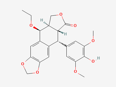 (5R,5aR,8aR,9S)-9-ethoxy-5-(4-hydroxy-3,5-dimethoxyphenyl)-5,8,8a,9-tetrahydro[2]benzofuro[5,6-f][1,3]benzodioxol-6(5aH)-one (4'-O-desmethyl-1-O-ethylepipodophyllotoxin) Structure