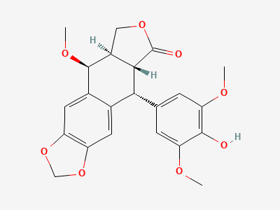 (5R,5aR,8aR,9S)-5-(4-hydroxy-3,5-dimethoxyphenyl)-9-methoxy-5,8,8a,9-tetrahydro[2]benzofuro[5,6-f][1,3]-benzodioxol-6(5aH)-one (4'-O-desmethyl-1-O-methylepipodophyllotoxin) Structure