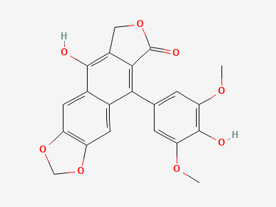 9-hydroxy-5-(4-hydroxy-3,5-dimethoxyphenyl)[2]benzofuro[5,6-f][1,3]benzodioxol-6(8H)-one Structure