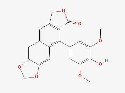 5-(4-hydroxy-3,5-dimethoxyphenyl)[2]benzofuro-[5,6-f][1,3]benzodioxol-6(8H)-one Structure
