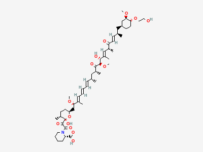 (2S)-1-[[(2R,3R,6S)-2-hydroxy-6-[(2S,3E,5E,7E,9S,11R,13R,14R,15E,17R,19E,21R)-14-hydroxy-22-[(1S,3R,4R)-4-(2-hydroxyethoxy)-3-methoxycyclohexyl]-2,13-dimethoxy-3,9,11,15,17,21-hexamethyl-12,18-dioxodocosa-3,5,7,15,19-pentaen-1-yl]-3-methyloxan-2-yl](oxo)acetyl]piperidine-2-carboxylic acid Structure