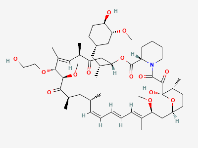 (1R,9S,12S,15R,16E,18R,19R,21R,23S,24E,26E,28E,30S,32S,35R)-1-hydroxy-18-(2-hydroxyethoxy)-12-[(2R)-1-[(1S,3R,4R)-4-hydroxy-3-methoxycyclohexyl]propan-2-yl]-19,30-dimethoxy-15,17,21,23,29,35-hexamethyl-11,36-dioxa-4-azatricyclo[30.3.1.04,9]hexatriaconta-16,24,26,28-tetraene-2,3,10,14,20-pentone (18-O-hydroxyethyl sirolimus) Structure
