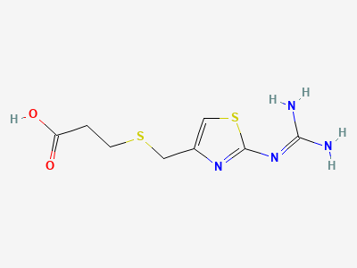 3-[[[2-[(diaminomethylidene)amino]thiazol-4-yl]methyl]sulfanyl]propanoic acid Structure
