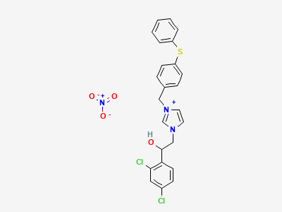 (RS)-1-[2-(2,4-dichlorophenyl)-2-hydroxyethyl]-3-[4-(phenylsulfanyl)benzyl]imidazolium nitrate Structure