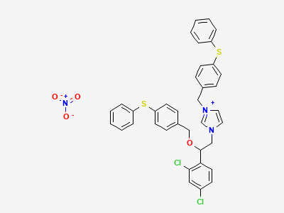 (RS)-1-[2-(2,4-dichlorophenyl)-2-[4-(phenylsulfanyl)-benzyloxy]ethyl]-3-[4-(phenylsulfanyl)benzyl]imidazolium nitrate Structure